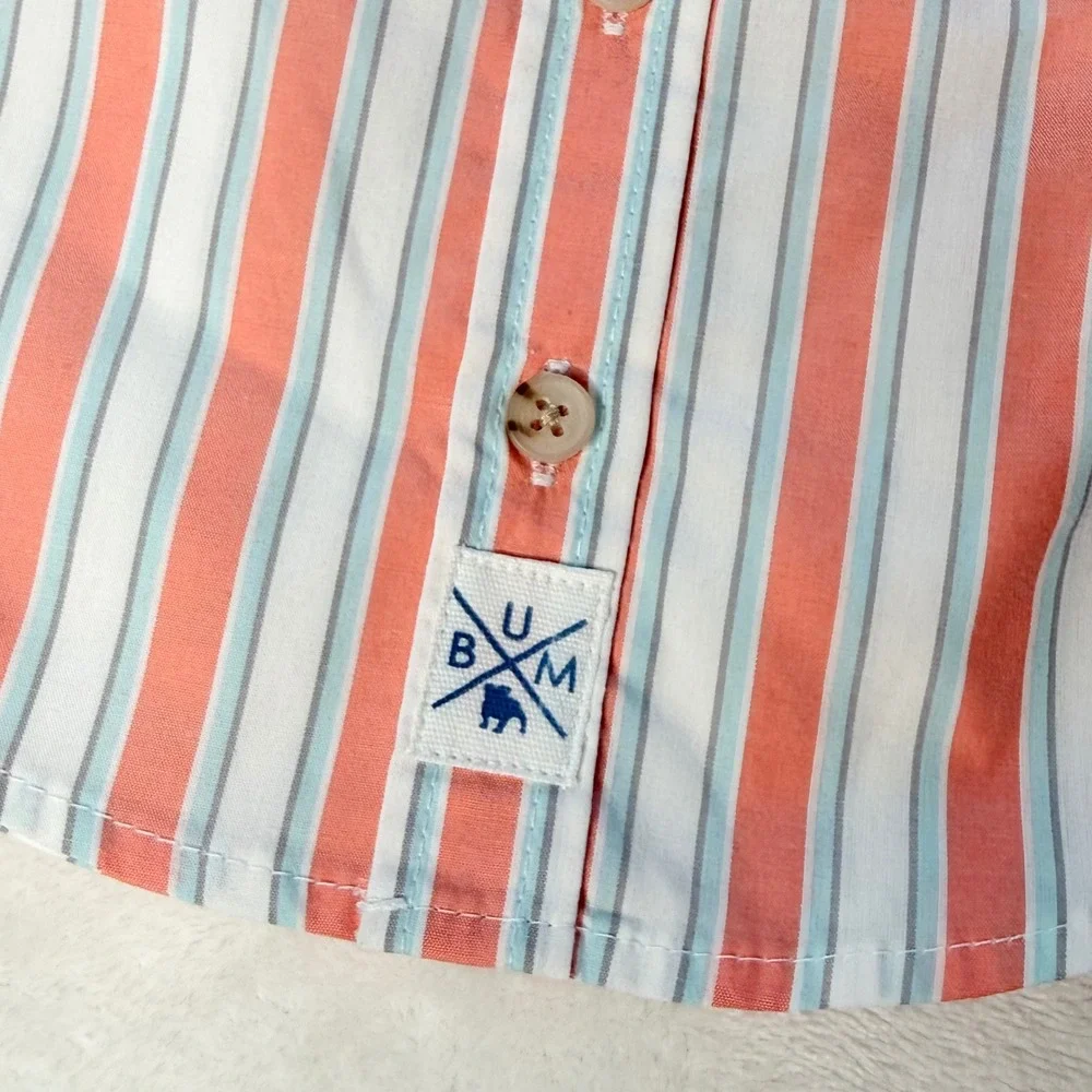 Baby BUM Equipment 12M Striped Button Down Shirt‎ and Khaki Pants 2pc Set NEW